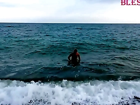 Javi is a magician and he works his magic on his cock on the beach.