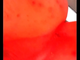 Deep anal penetration with a toy in gay action