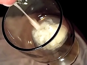 Solo boy Asian masturbates and cums in glass 3 times