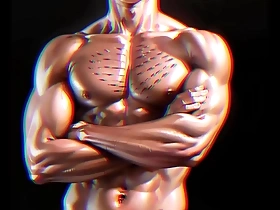 Muscular hunk enjoys public gay sex in anime