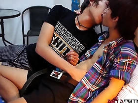 Gay couple has bareback sex and twinks breed each other.