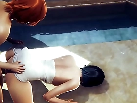 Hardcore public bath scene with crossdress Japanese Venti from Genshin Impact