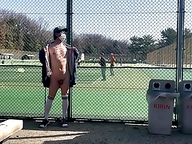 Yuna Femboy enjoys being naked and has sex with a tennis player at a tennis court.