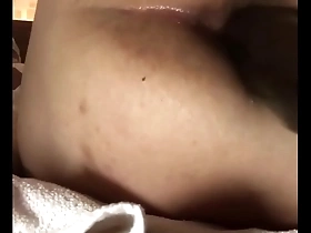 Solo Asian boy tries out anal toy