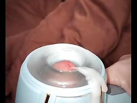 Big dick bi guy enjoys hammer stroker toy