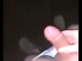Public solo walk in a thong shows off the shaved pussy and the big dick.