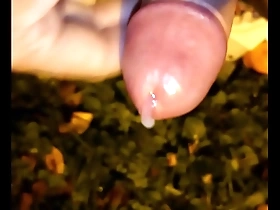 Outdoor masturbate in leather and have a facial finish