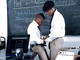 Black nerds try out gay sex and anal without condoms.