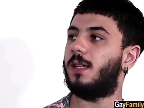 Stepson has rough sex with muscular stepfather in gay taboo scene.