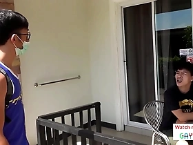 A young Vietnamese guy gets a rim job and fucked by a resort stranger.