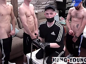 Six gay men in quarantine have sex and cum on camera in a group session.