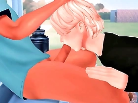 Japanese-style gay anime with femboy omega and dominant alpha for extreme pleasure