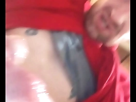 A redhead gay amateur takes a bathroom break.