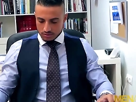 Gay boss James Castle gets dominated by Klein Kerr in a hot anal scene at work.