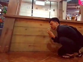 Solo boy Hansel Thios sweet lick in a public place