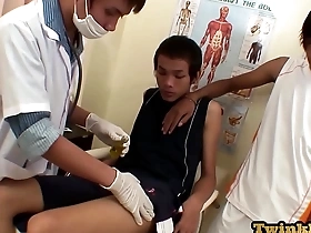 Asian teen gets a three woman and man sexual experience with oral sex and then cums.